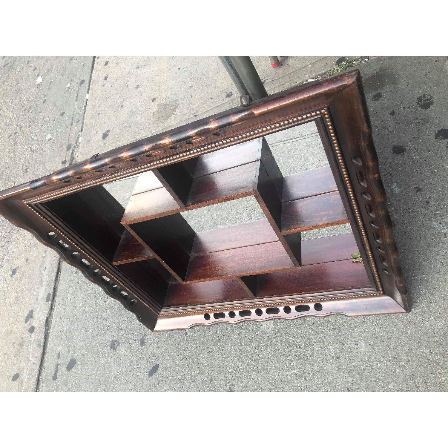 Antique 1940s Mahogany Knick Knack Shelf w/ Mirror Back - image-10