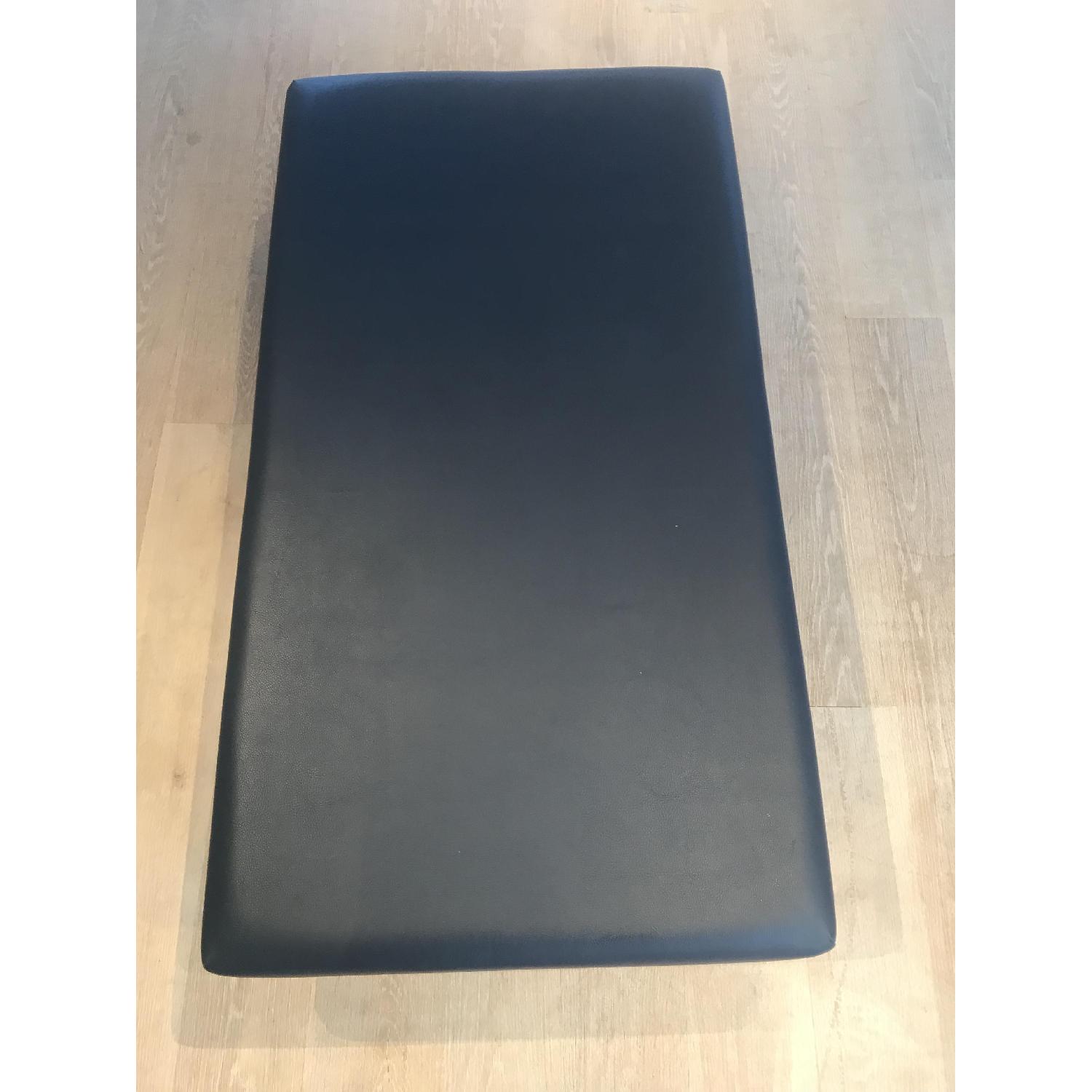 Blue Leather Upholstered Low Foot Stool - image-3