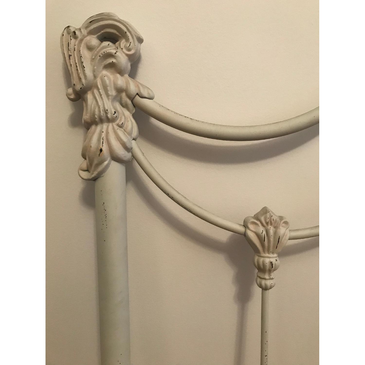 Antique White Brass Metal Queen Size Headboard - image-4