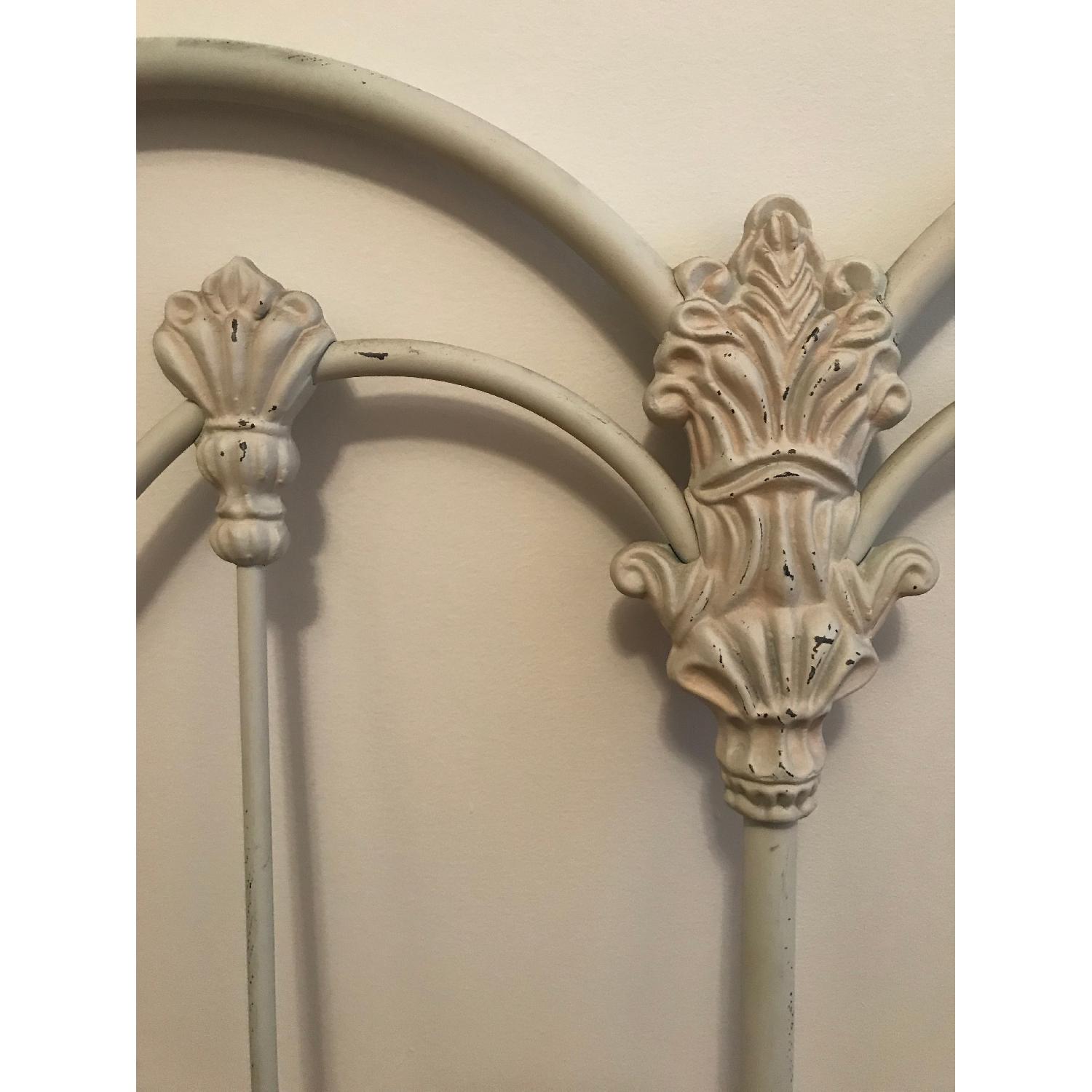 Antique White Brass Metal Queen Size Headboard - image-1