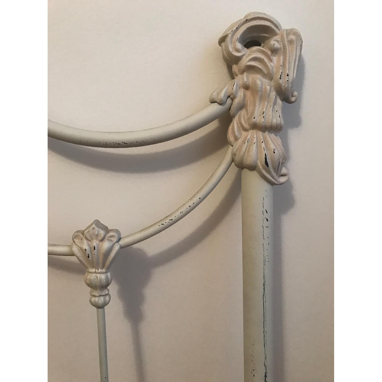 Antique White Brass Metal Queen Size Headboard - image-2