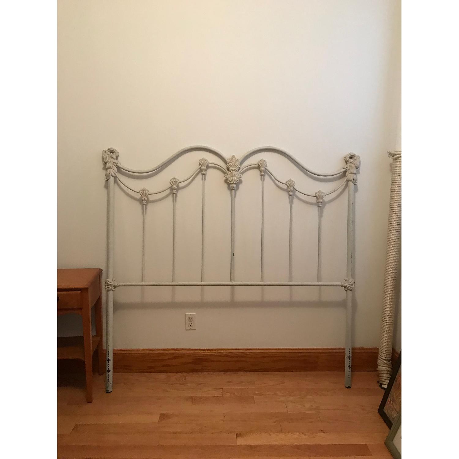 Antique White Brass Metal Queen Size Headboard - image-3