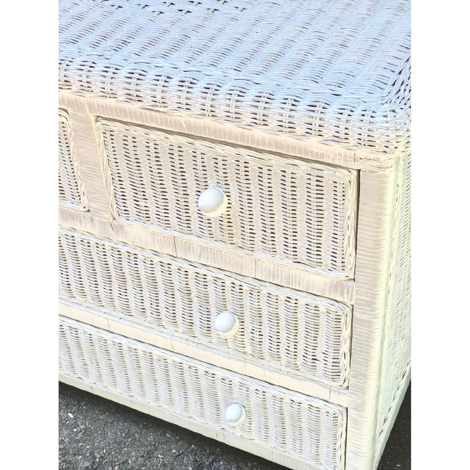 White Wicker Five Drawer Dresser in the Style of Henry Link - image-2