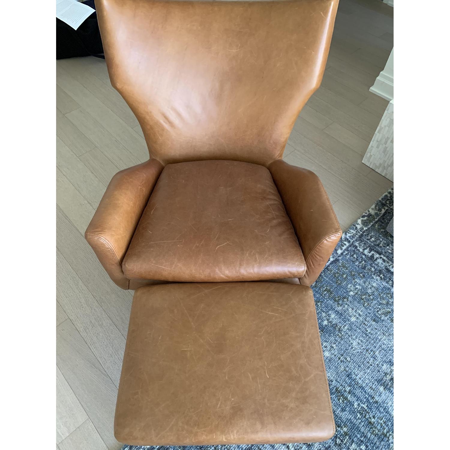 West Elm Austin Saddle Leather Swivel Chair & Ottoman - image-1