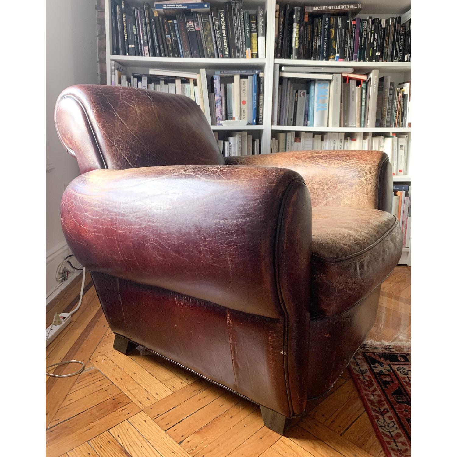 Pottery Barn Manhattan Leather Arm/Club Chair - image-1