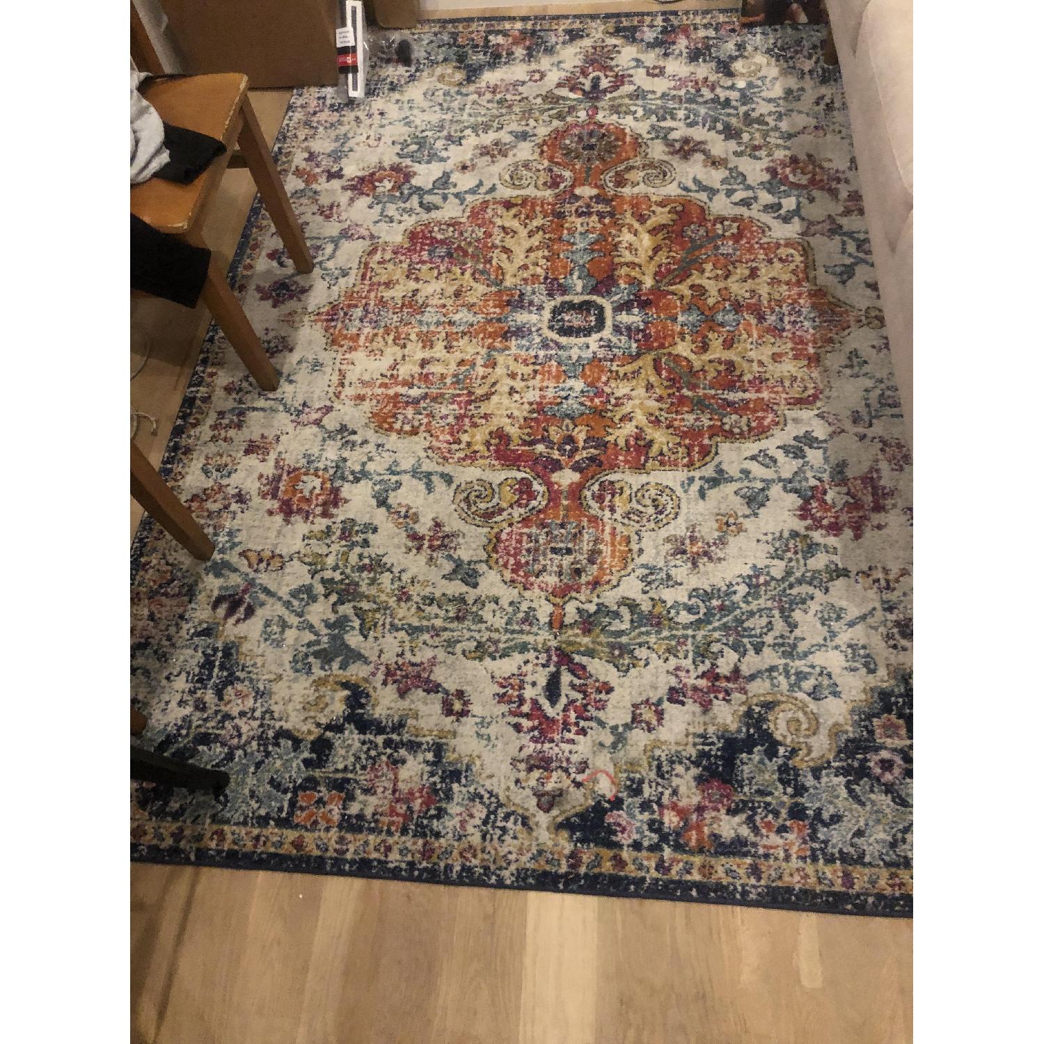 Mistana Hillsby Orange Navy Area Rug AptDeco