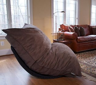 LoveSac Double Sac in Brown Microsuede w/ Rocker Base