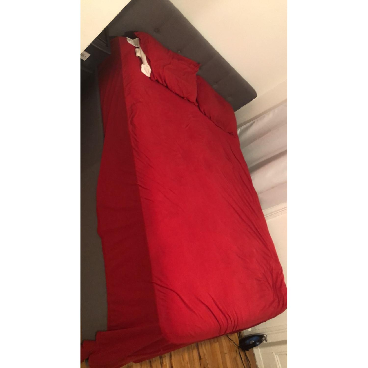 Grey Upholstered Queen Size Bed Frame - image-2