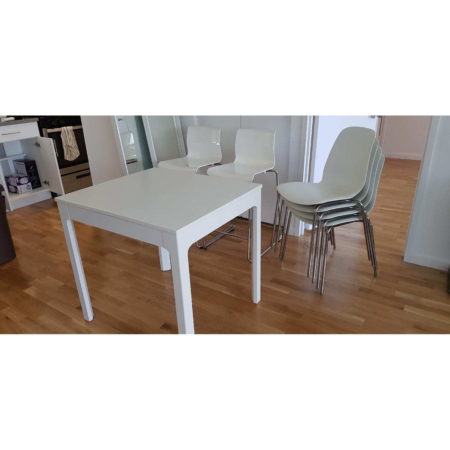 Ikea Extendable Dining Table w/ 2 Barstools & 4 Chairs - image-2