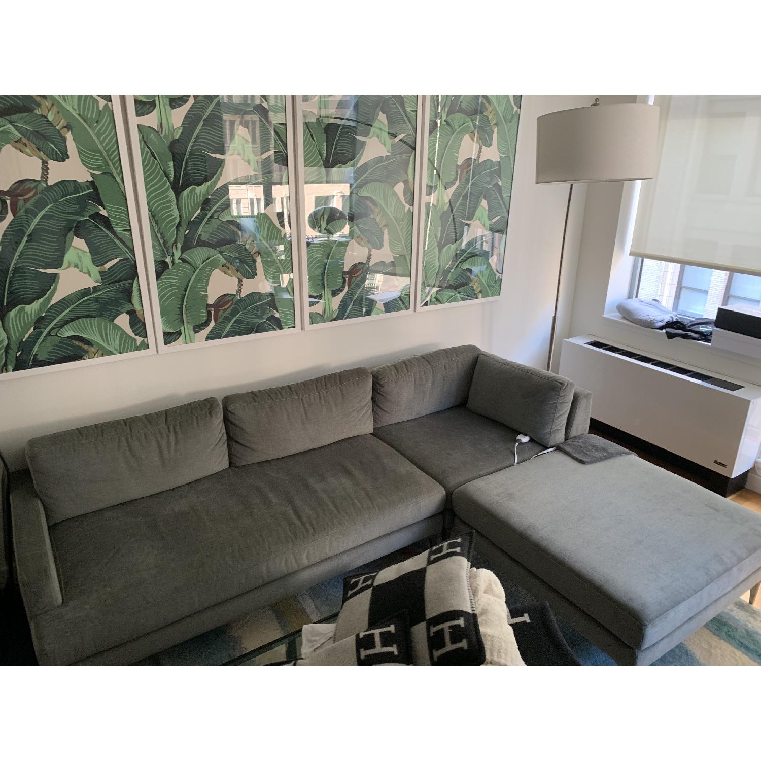 West Elm Andes Sectional Sofa in Mineral Grey Velvet AptDeco