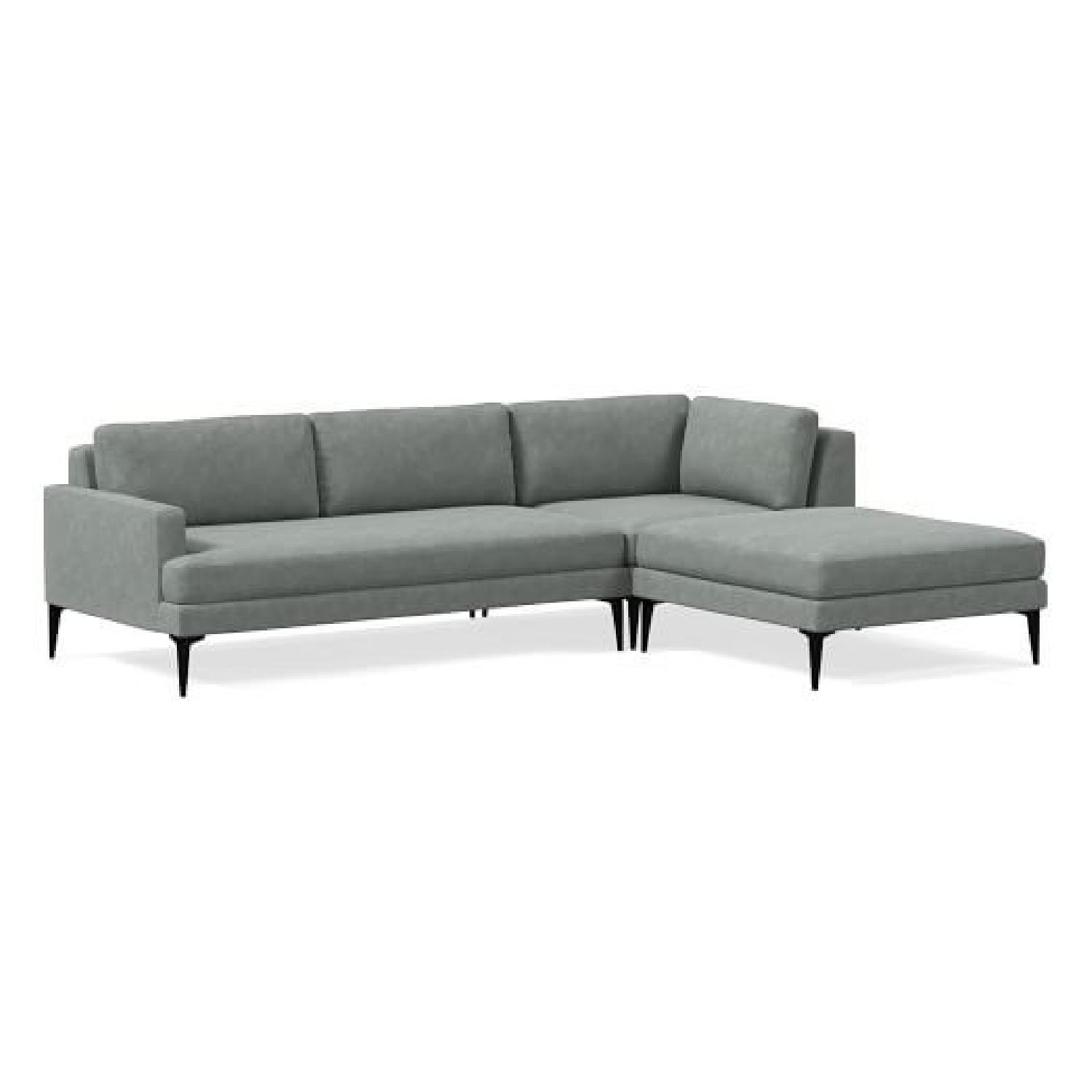 West Elm Andes Sectional Sofa in Mineral Grey Velvet AptDeco