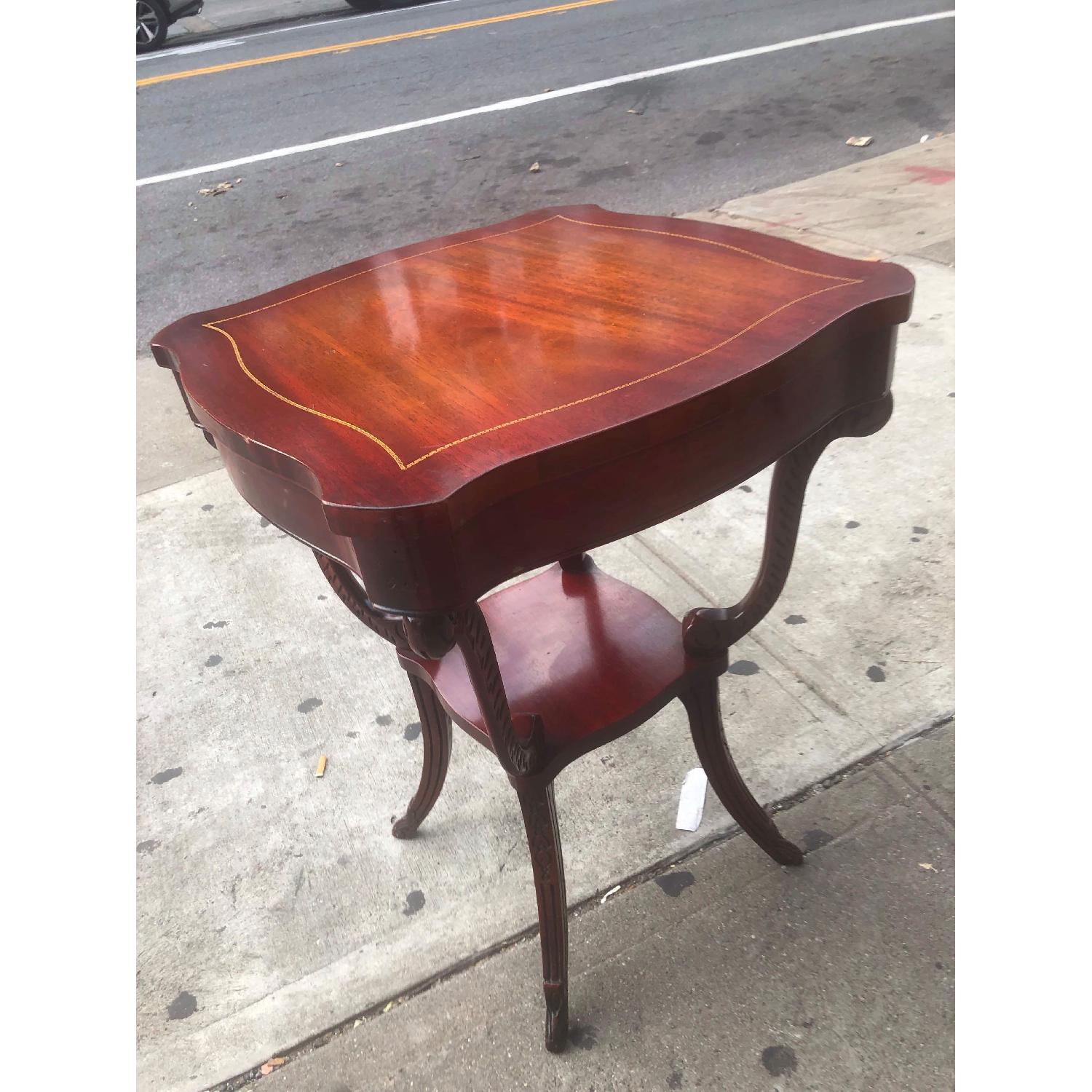 Antique 1940s Cherry Wood Side Table - image-5
