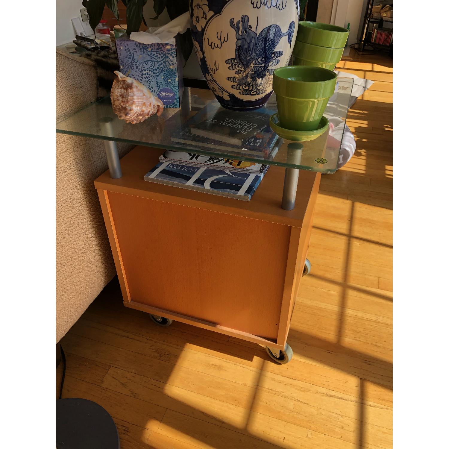 Ikea Beech Glass Top Coffee Table + 2 End Tables - image-2