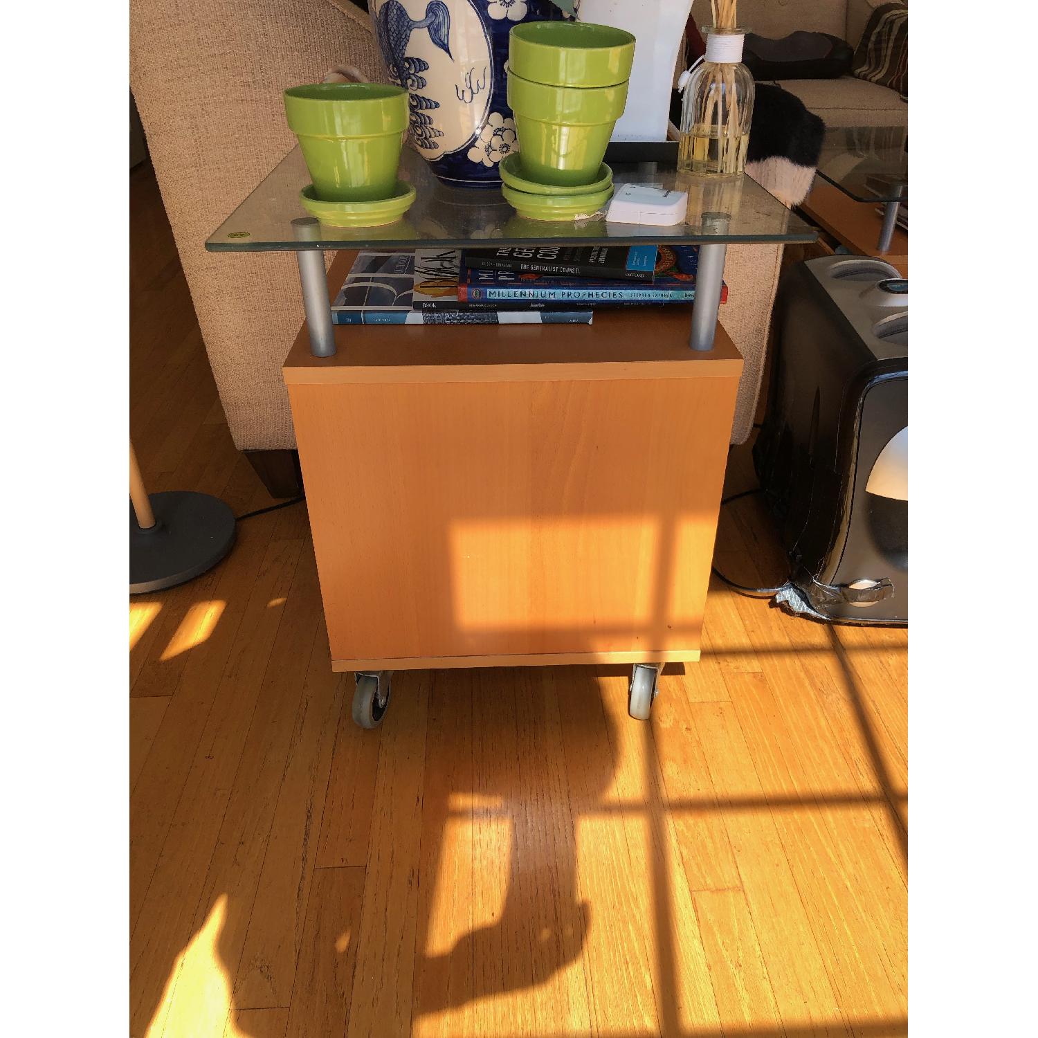 Ikea Beech Glass Top Coffee Table + 2 End Tables - image-3