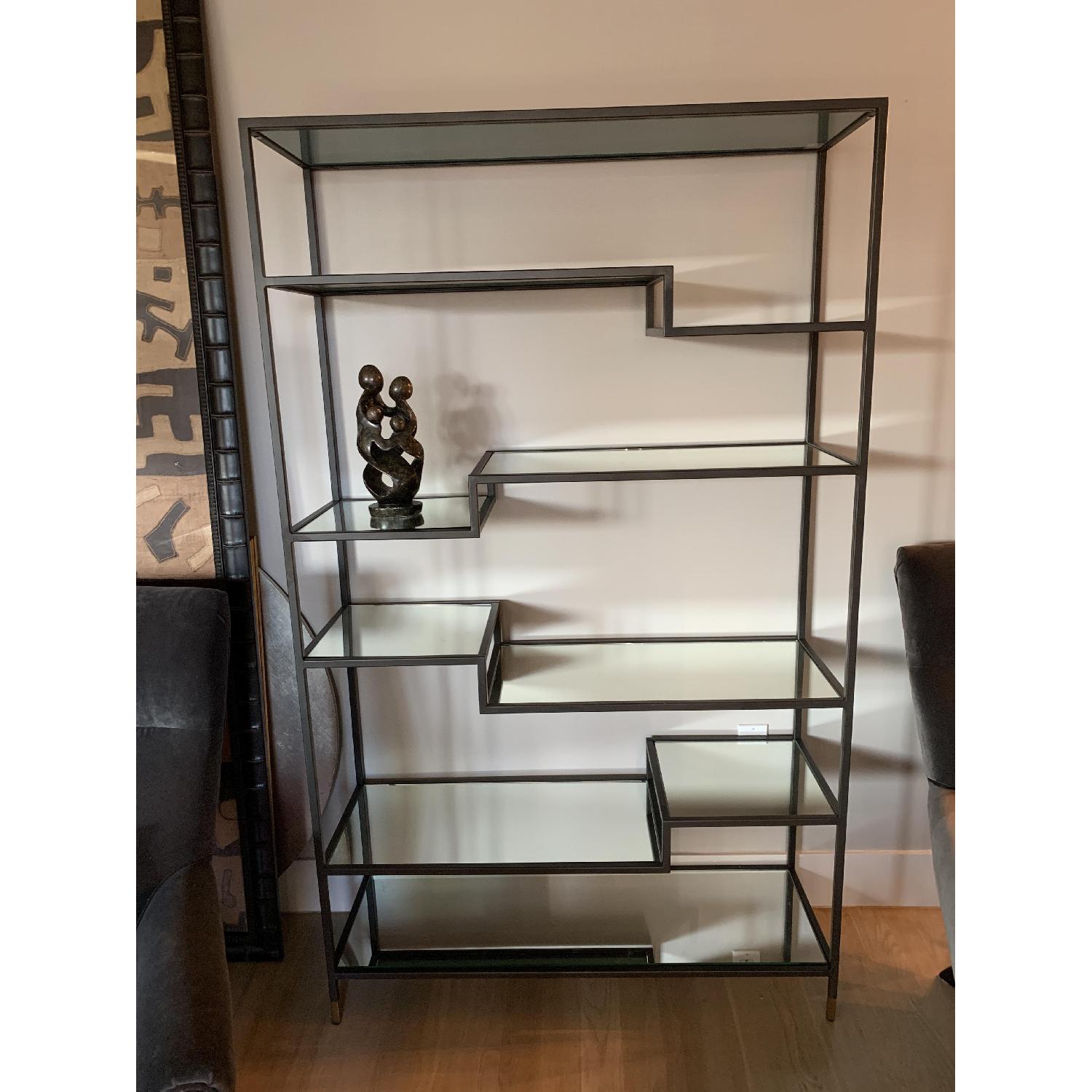 West Elm Antique Brass & Mirror Tiered Bookcase AptDeco