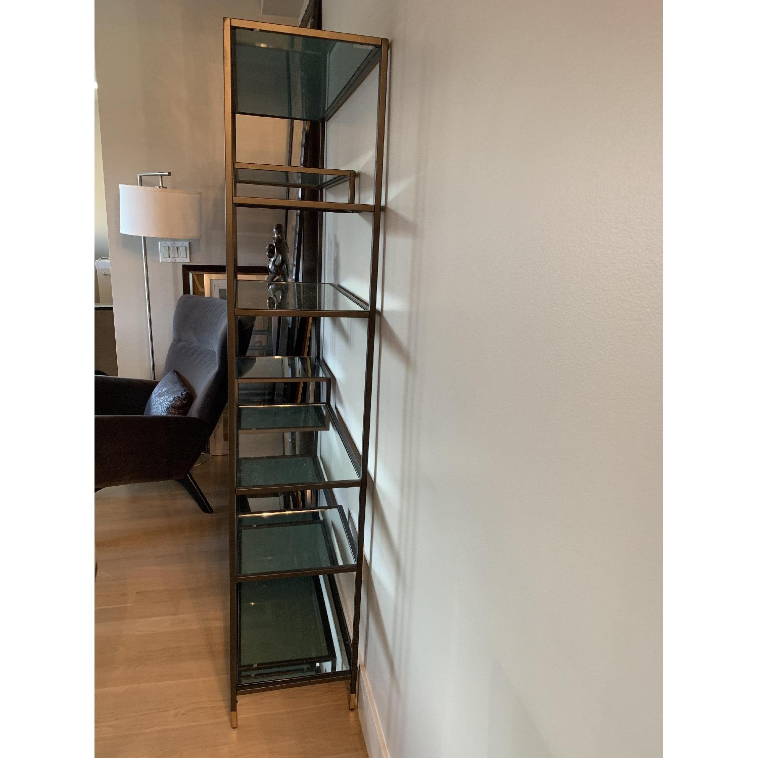 West Elm Antique Brass & Mirror Tiered Bookcase - image-2