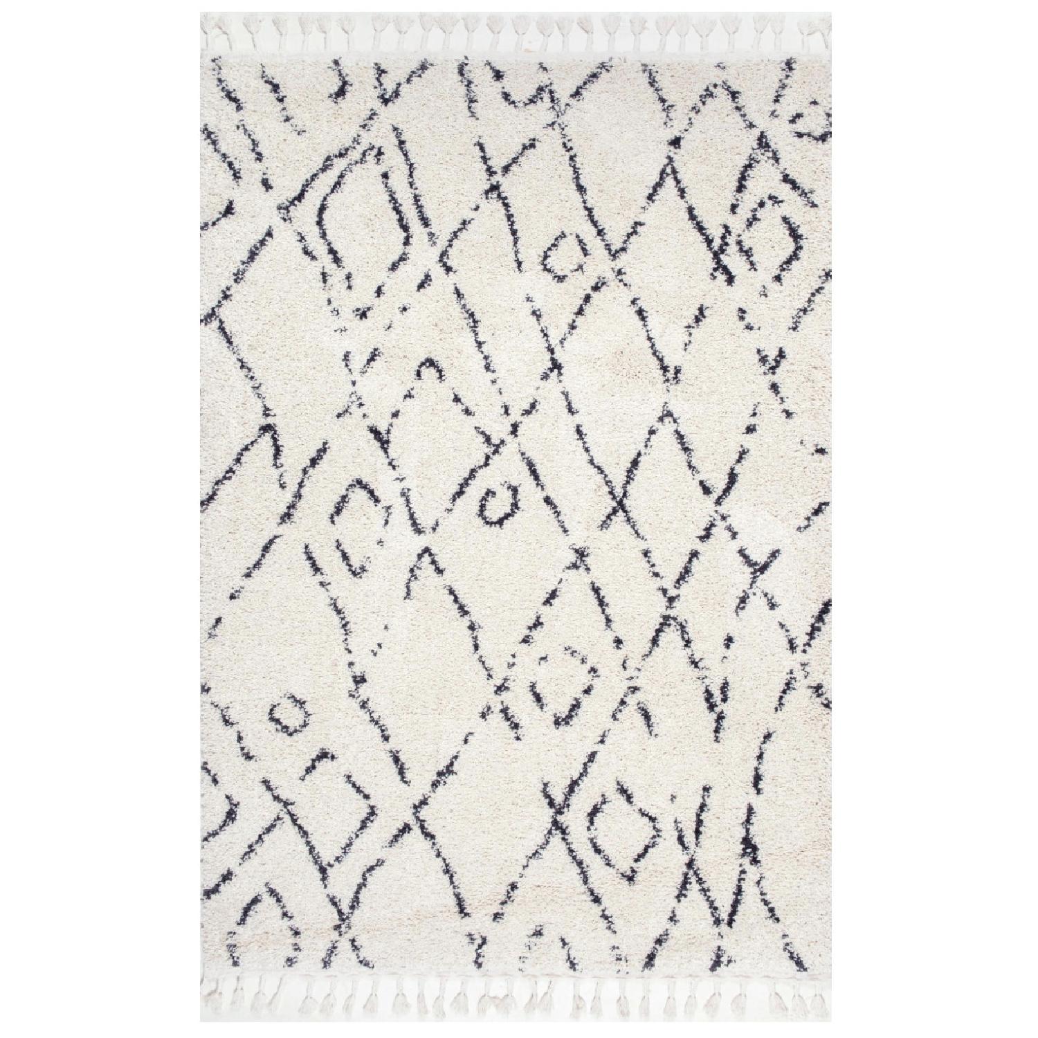 nuLOOM Off White Moroccan Diamond Tassel Temara Area Rug - image-0