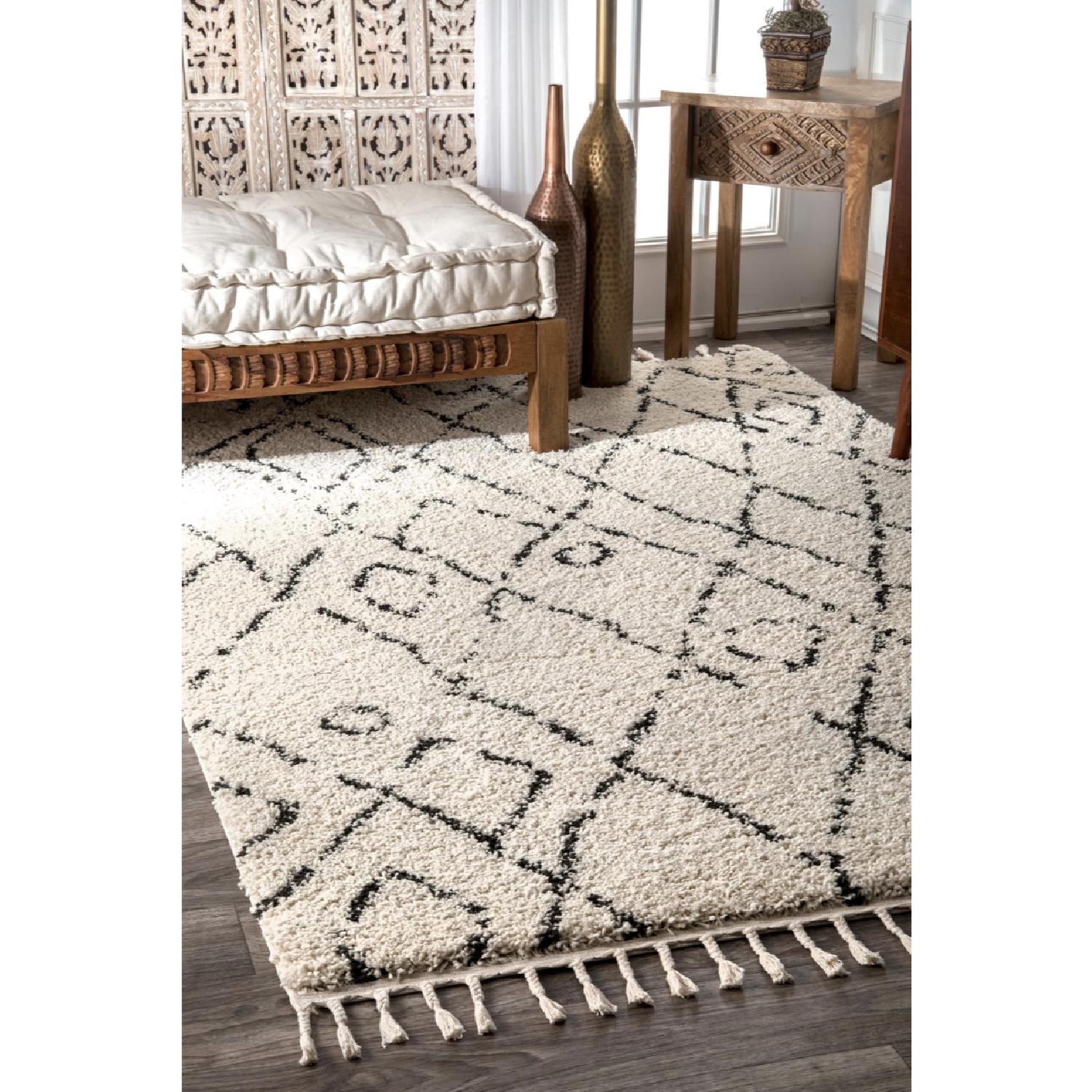 nuLOOM Off White Moroccan Diamond Tassel Temara Area Rug - image-1