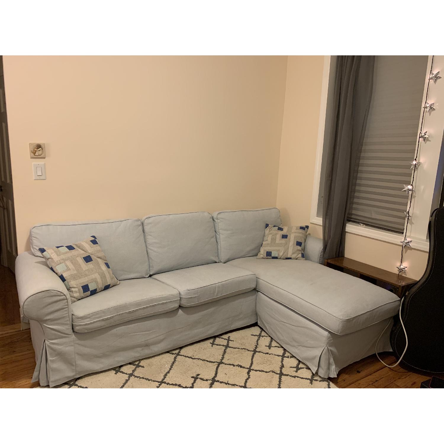 Ikea Ektorp Light Blue 3 Piece Sectional Sofa W Chaise Aptdeco