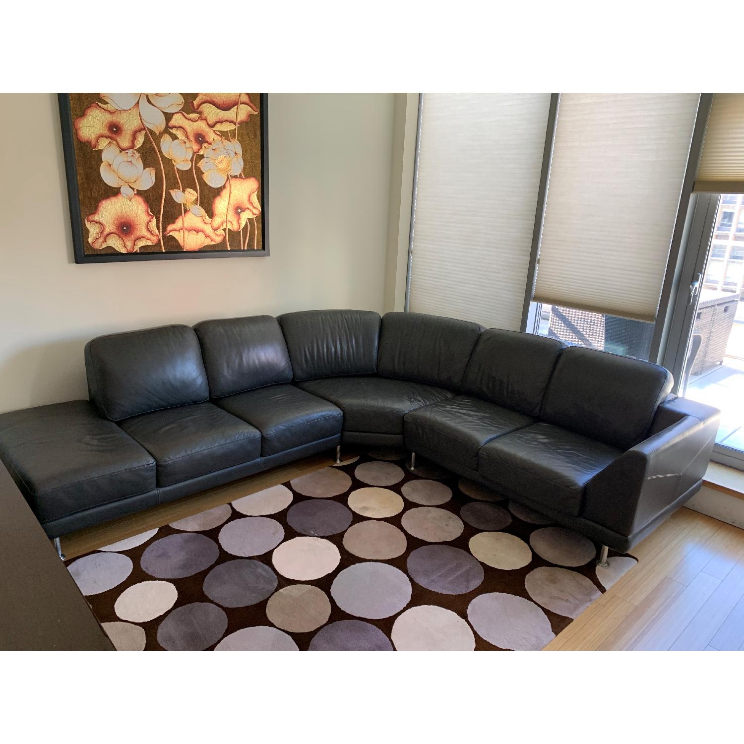 Dark Brown Leather 3 Piece Sectional Sofa - image-1