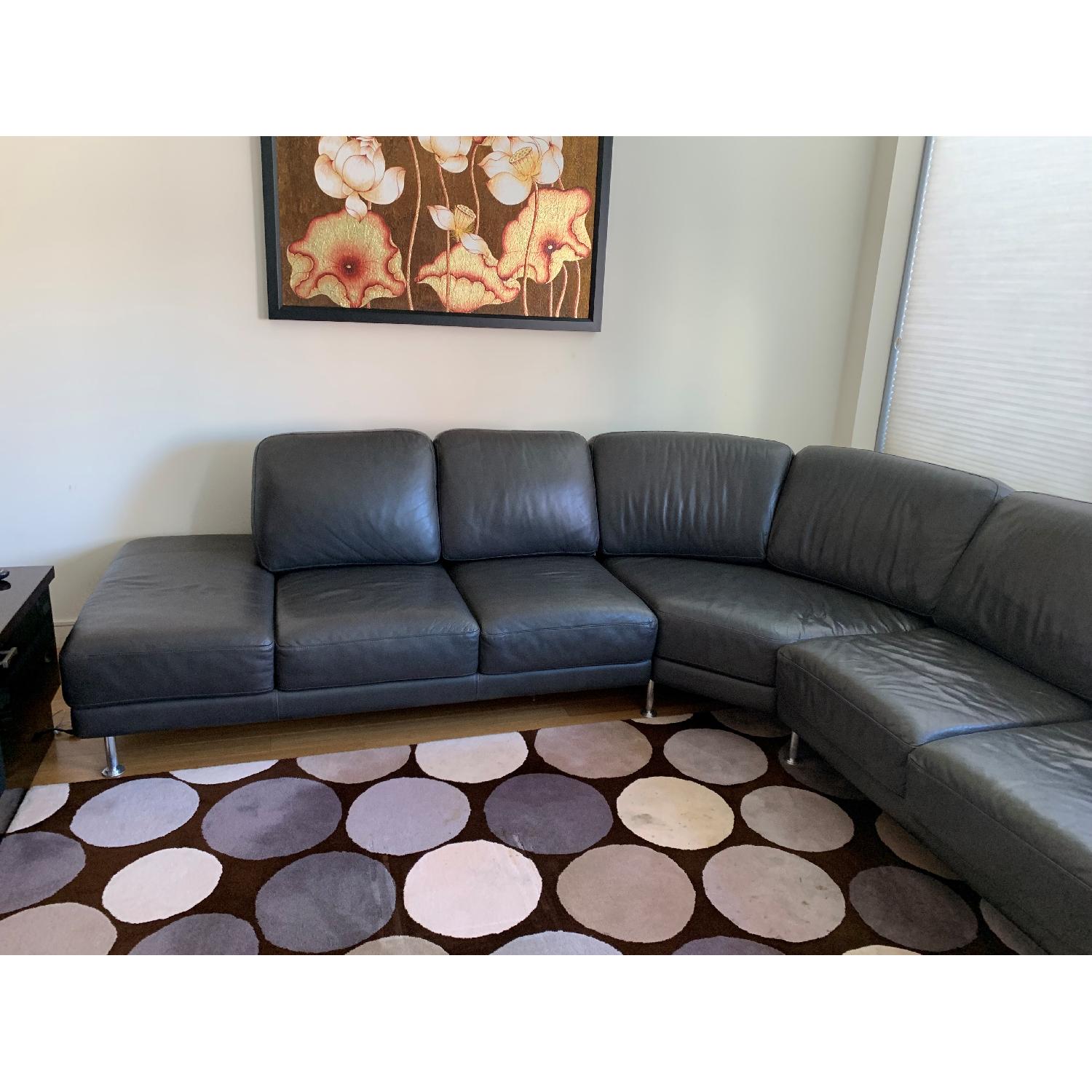 Dark Brown Leather 3 Piece Sectional Sofa - image-2