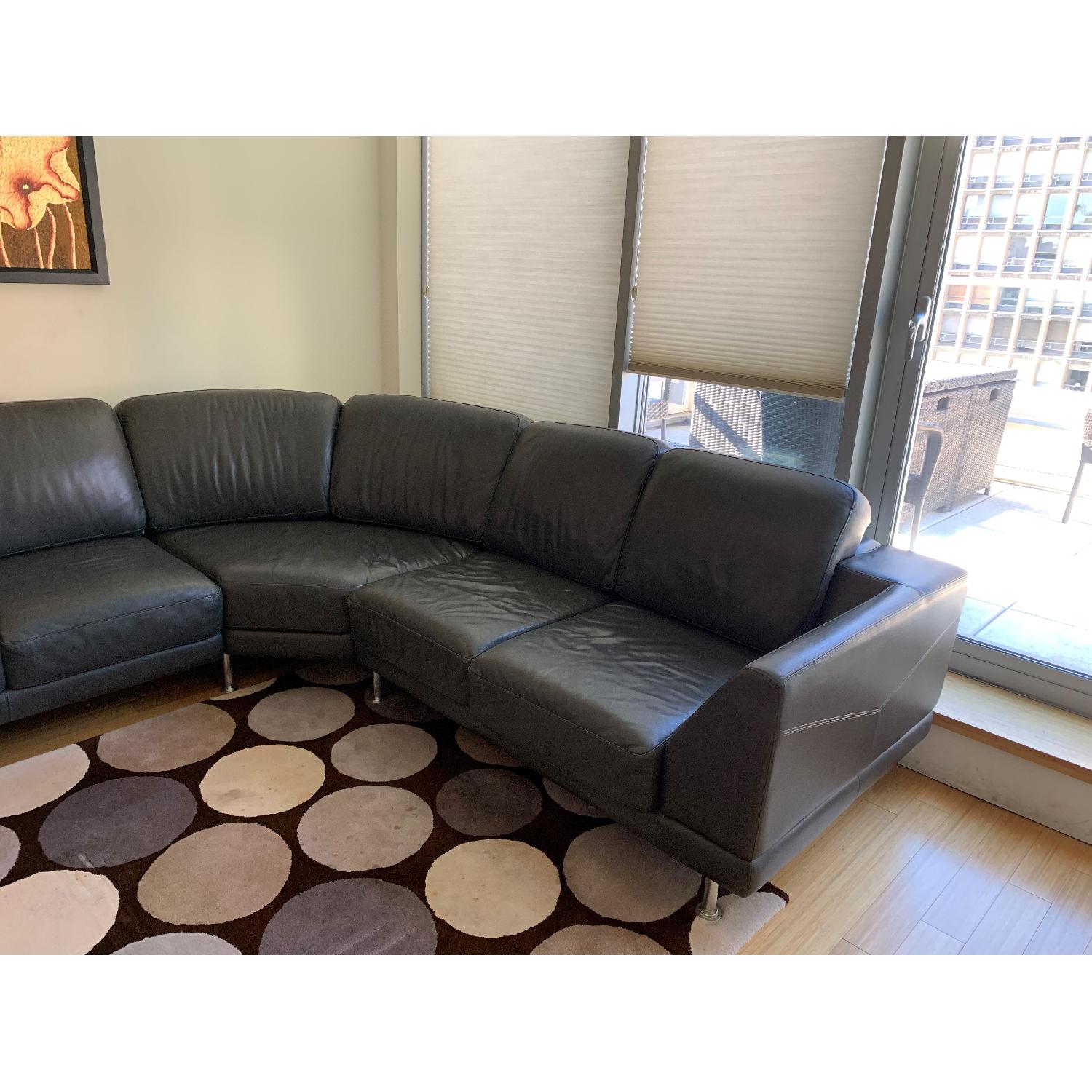 Dark Brown Leather 3 Piece Sectional Sofa - image-3
