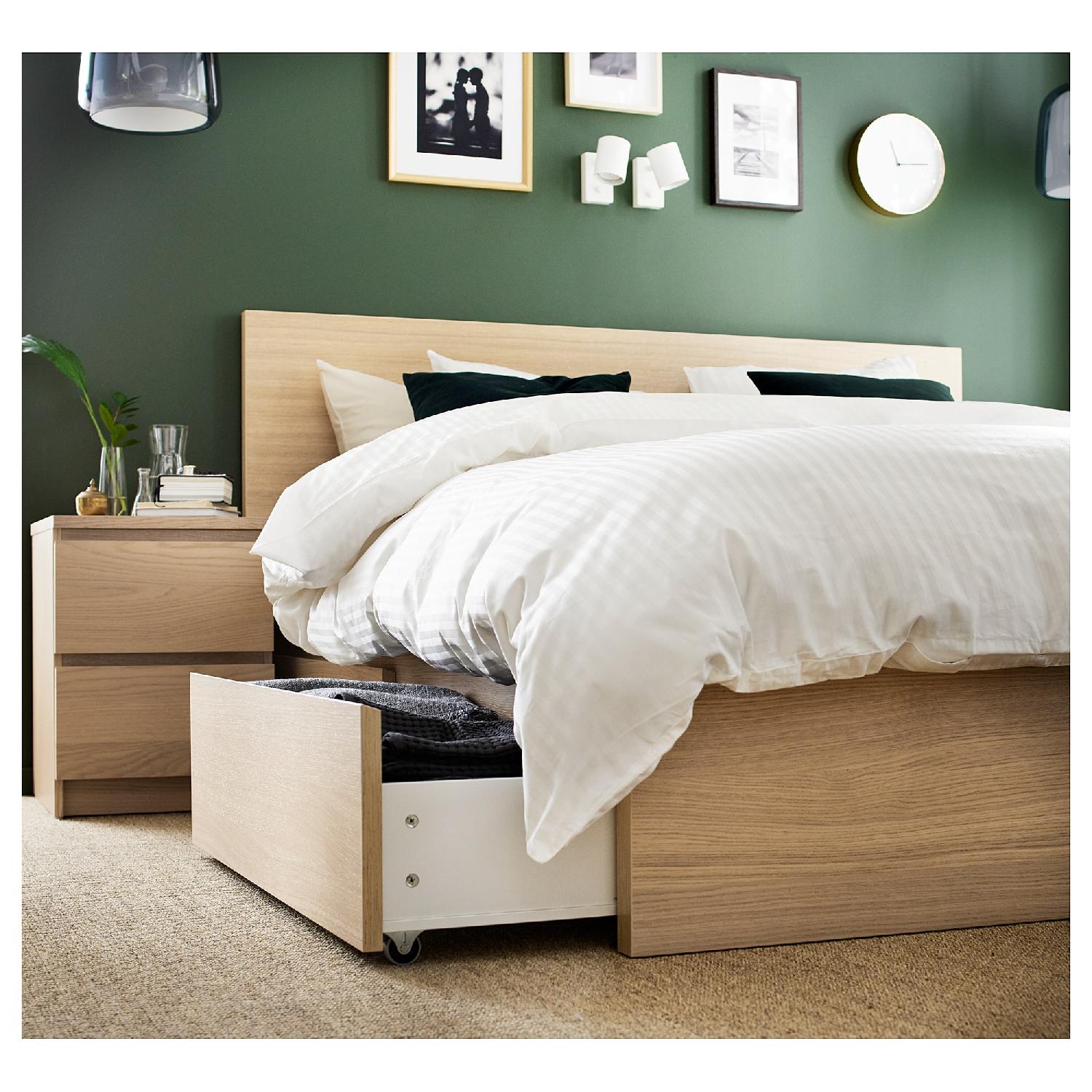 Ikea Malm Queen Bed Frame W 2 Storage Boxes Lury Aptdeco