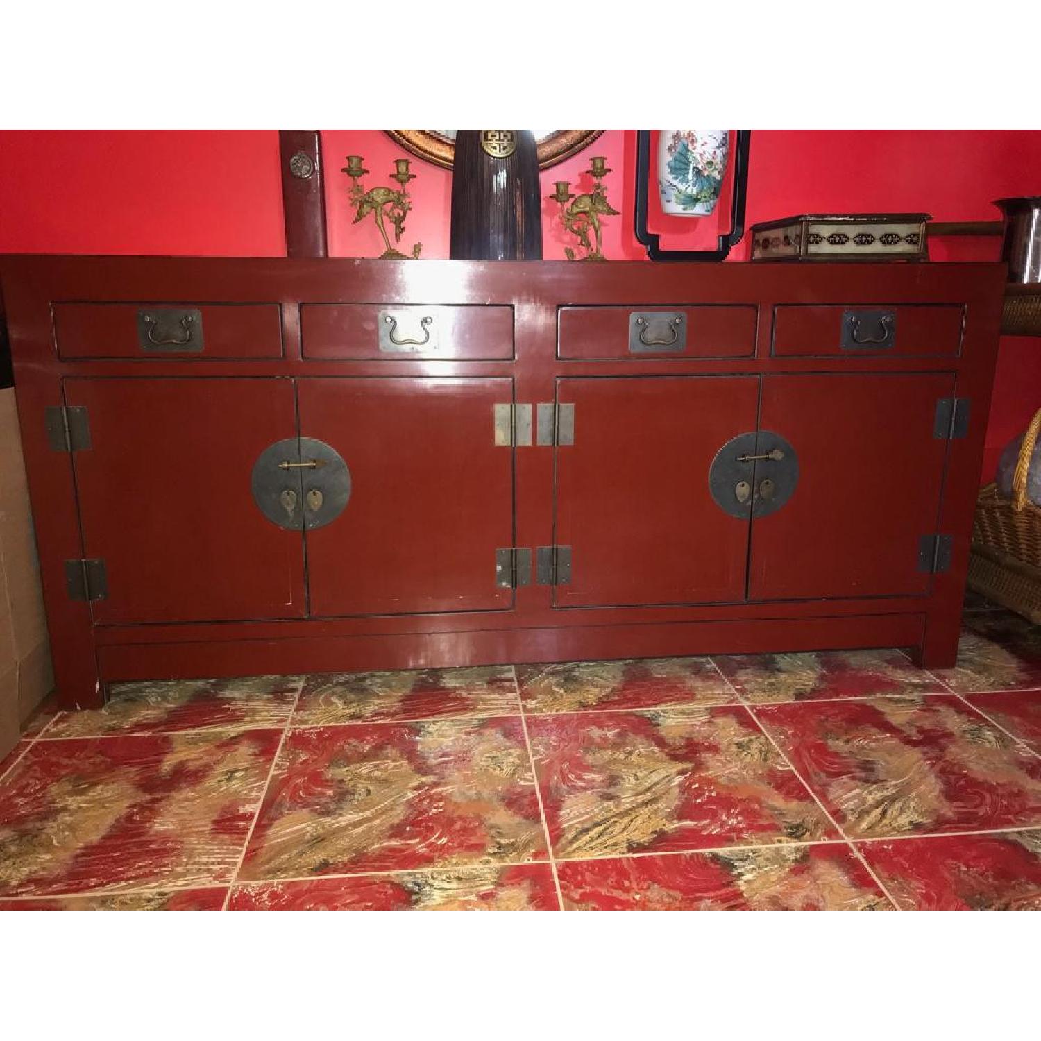 Antique Red Lacquer Chinese Cabinet. - image-1