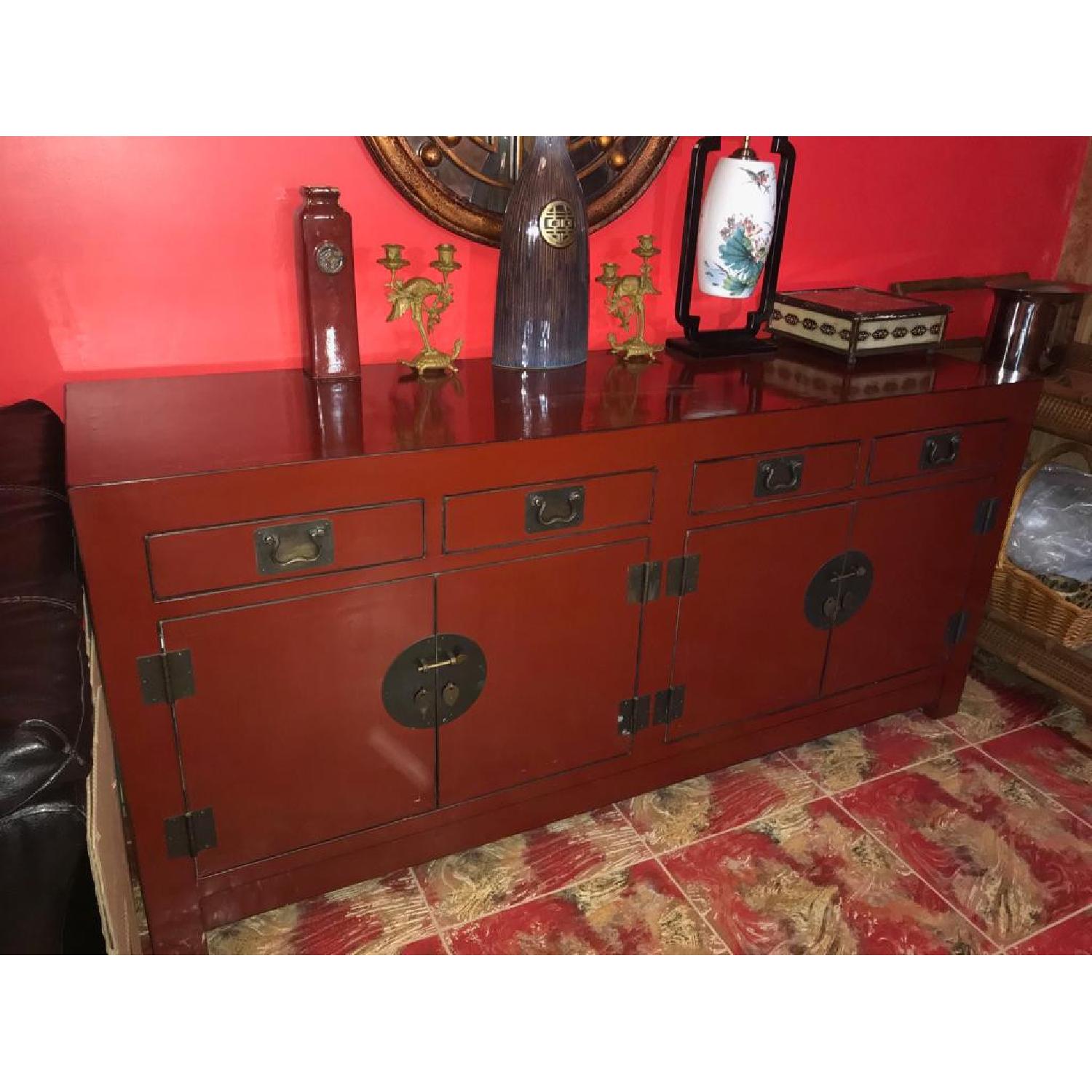 Antique Red Lacquer Chinese Cabinet. - image-2