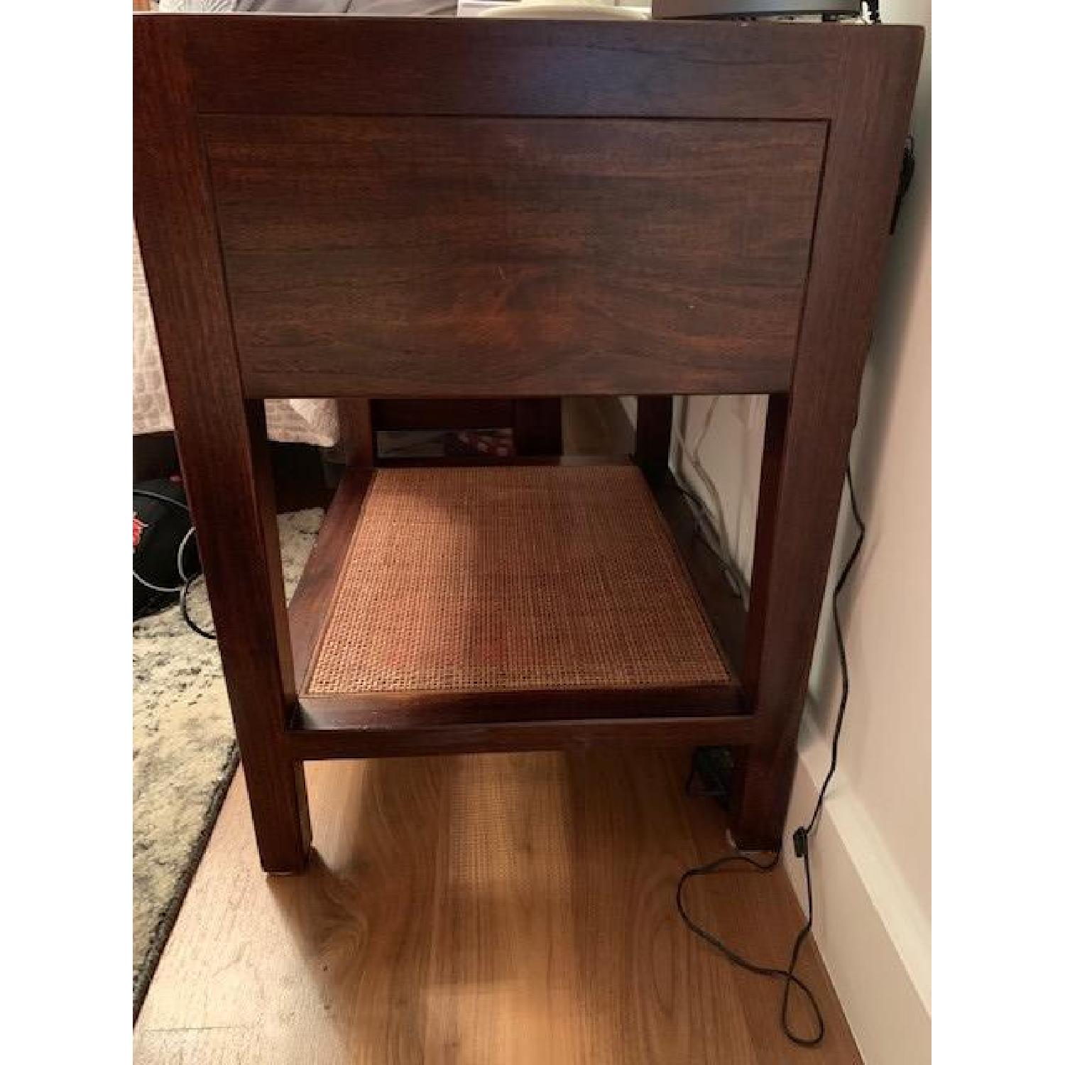 Crate & Barrel Dawson Clove Nightstand w/ Wicker Lower Shelf AptDeco