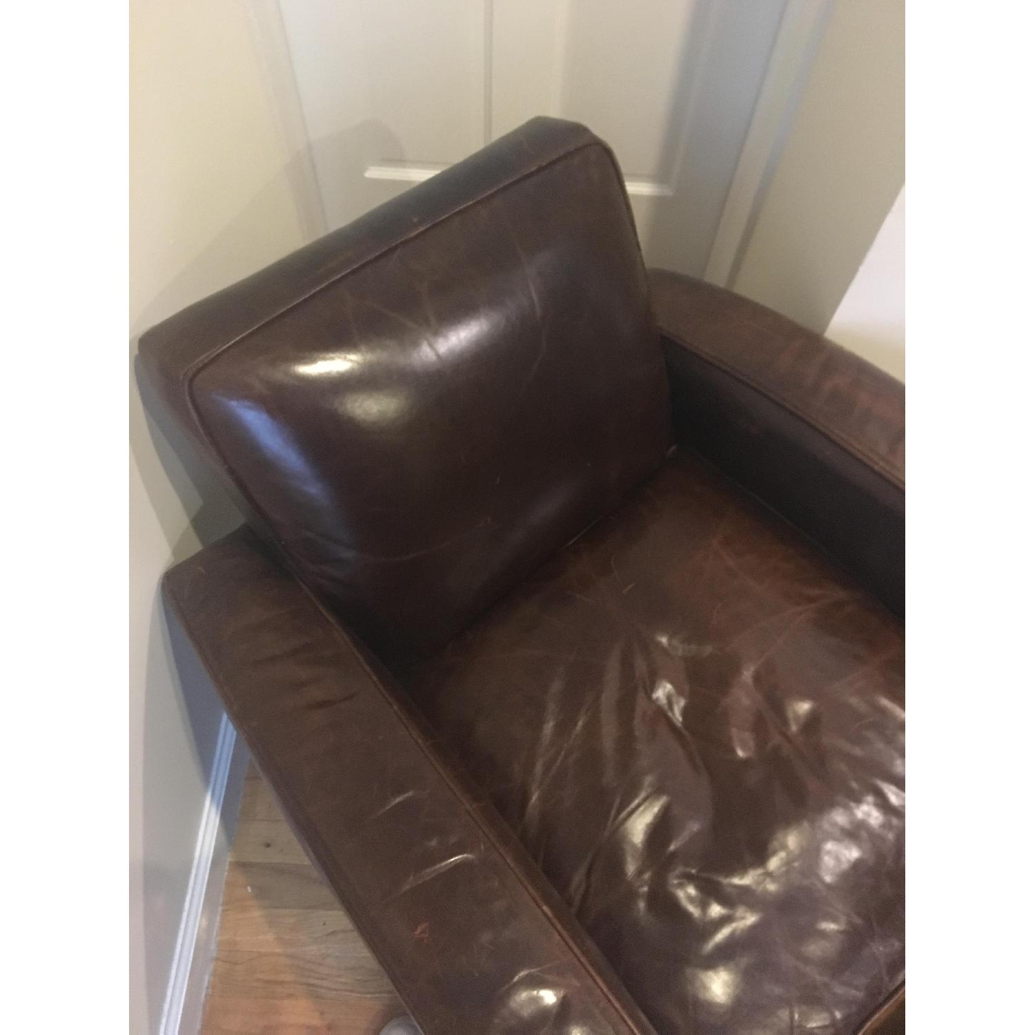 Restoration Hardware Library Leather Chair & Ottoman - image-4