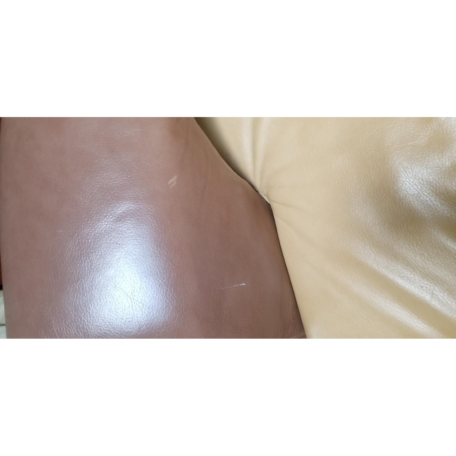 Beige Leather Loveseat + Matching Chair - image-3