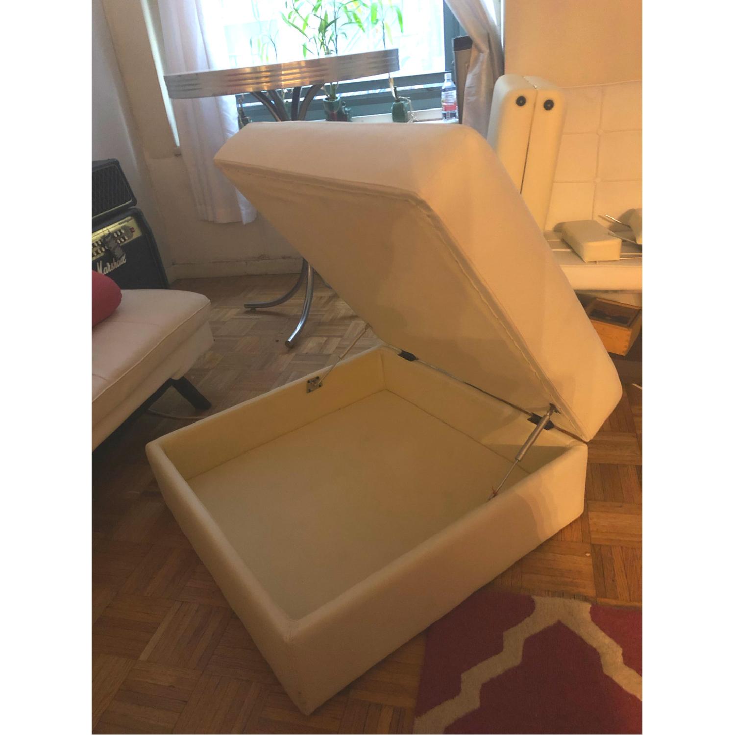 Vinyl Cube White Modern Storage Ottoman - image-3