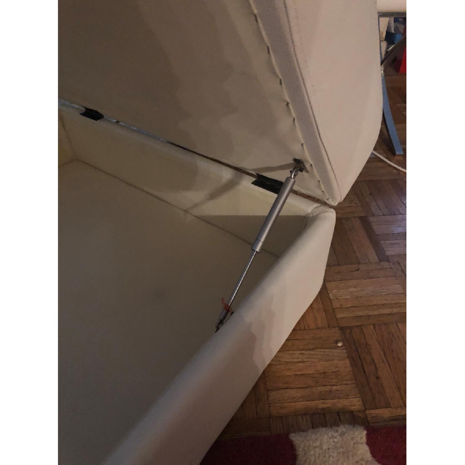 Vinyl Cube White Modern Storage Ottoman - image-4