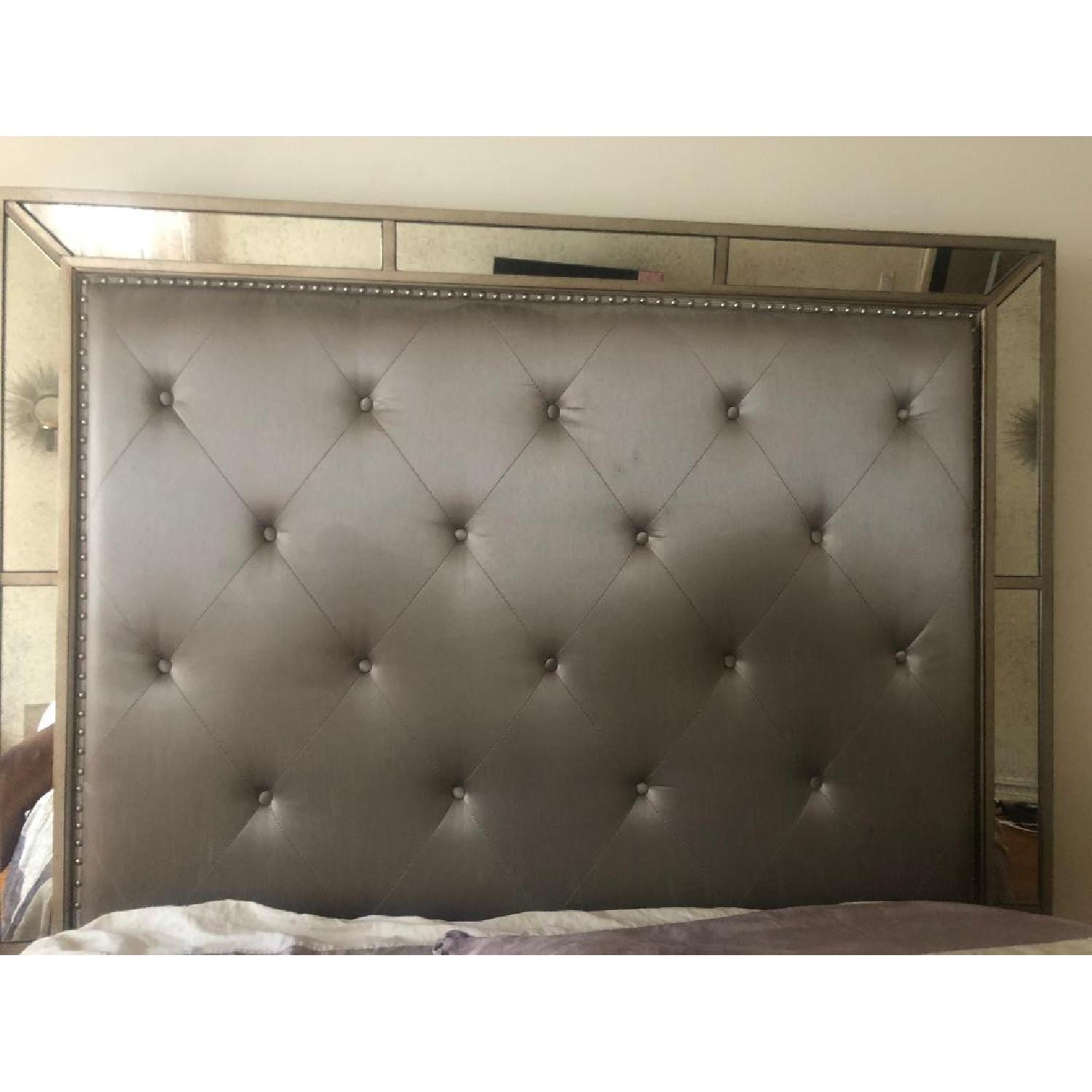 Macy's Mirrored Tufted Queen Size Bed AptDeco