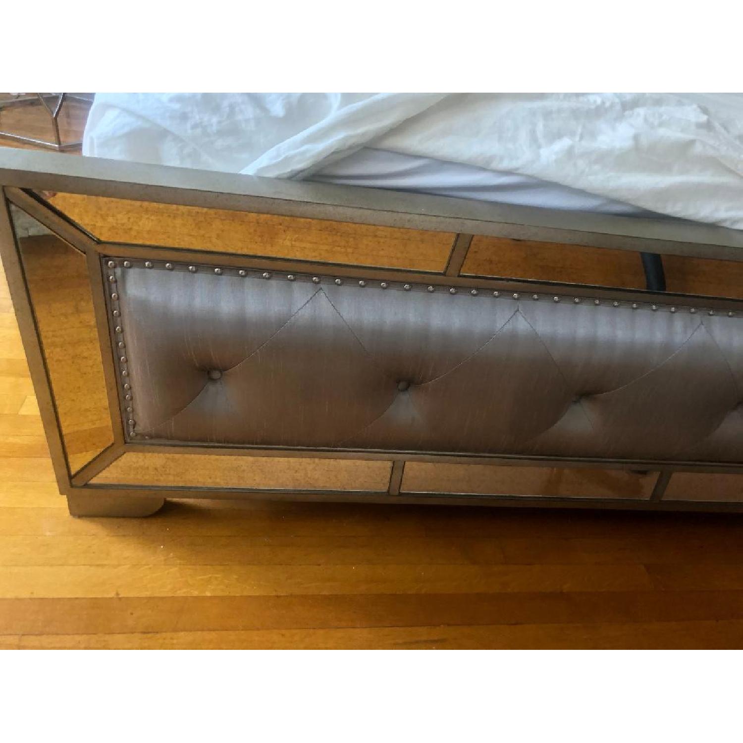 Macy's Mirrored Tufted Queen Size Bed AptDeco