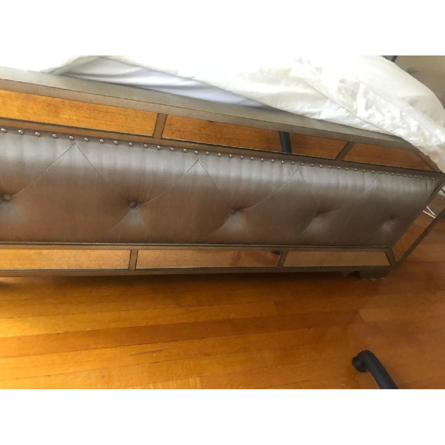 Macy's Mirrored Tufted Queen Size Bed AptDeco