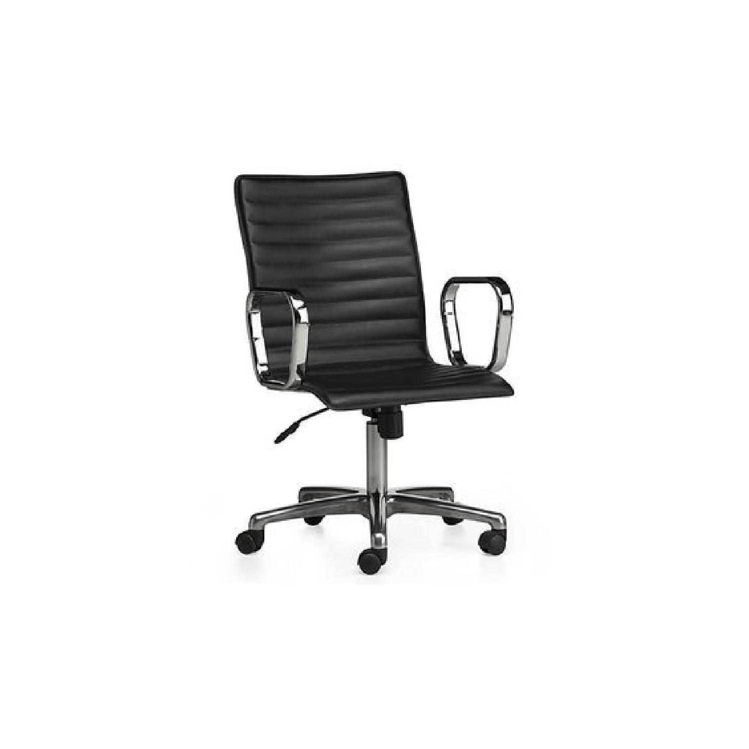 Crate & Barrel Black Leather Office Chair AptDeco