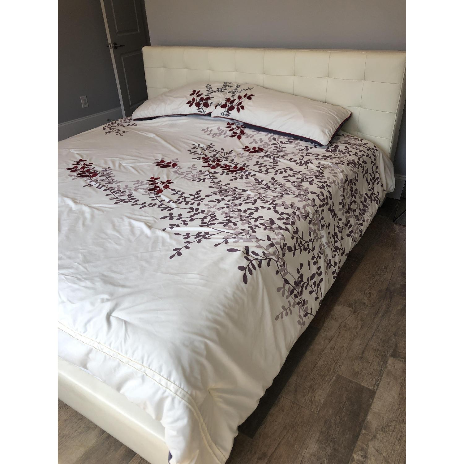 Cream Faux Leather Upholstered King Size Bed - image-1