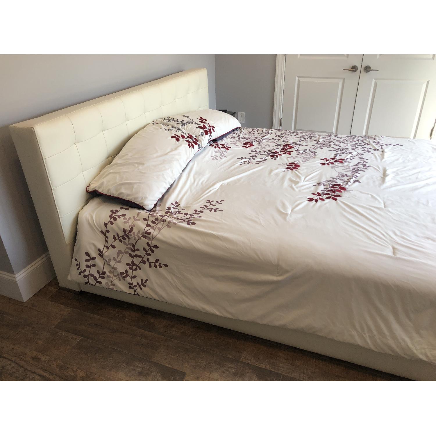 Cream Faux Leather Upholstered King Size Bed - image-2