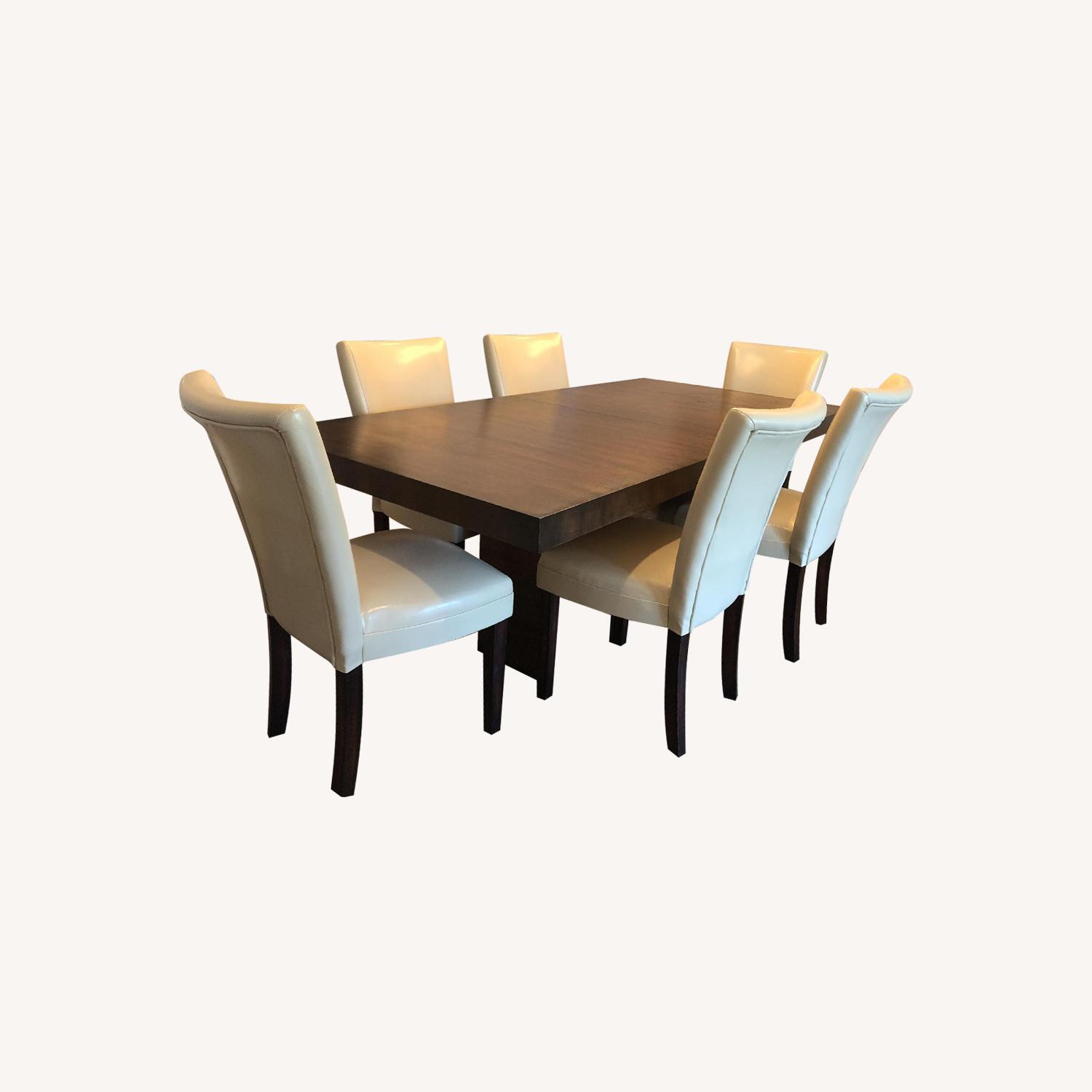 Maurice Villency Expandable Dining Table w/ 6 Chairs - image-0