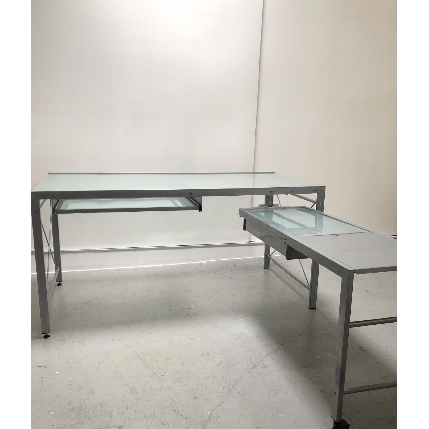 CB2 Glass Top Metal Modular Desk - image-1