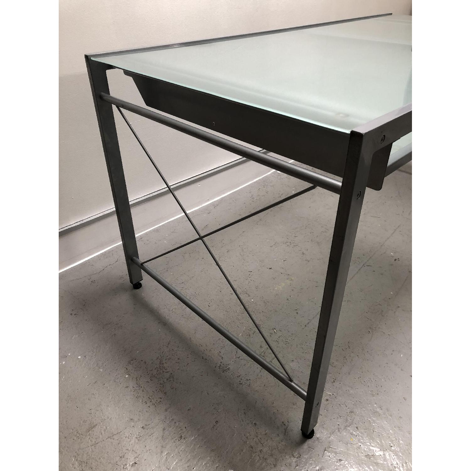 CB2 Glass Top Metal Modular Desk - image-2