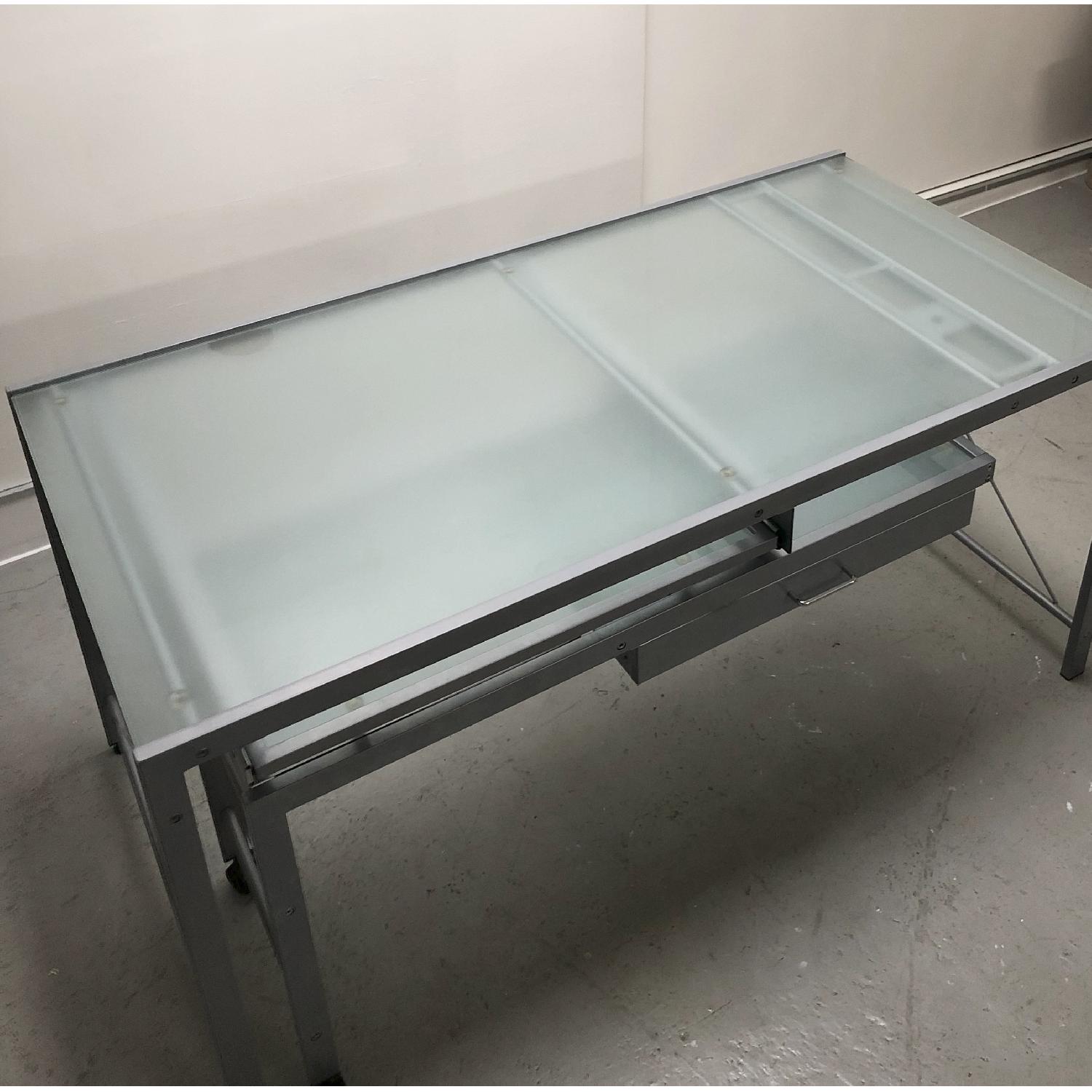 CB2 Glass Top Metal Modular Desk - image-3