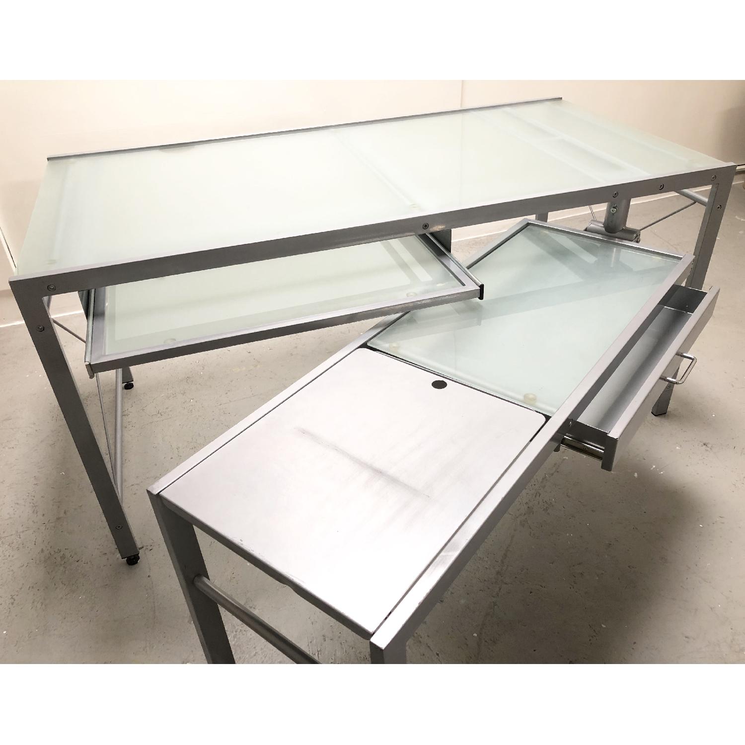 CB2 Glass Top Metal Modular Desk - image-4