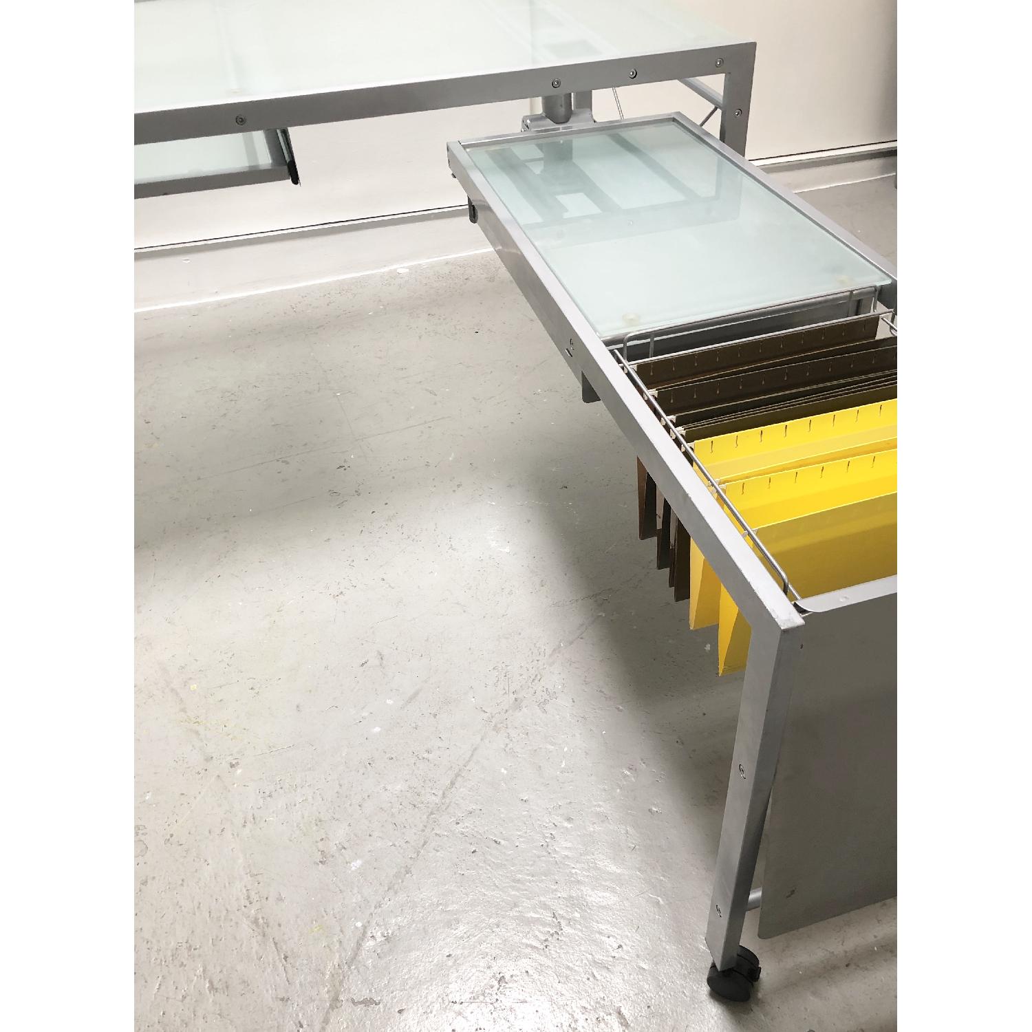 CB2 Glass Top Metal Modular Desk - image-6