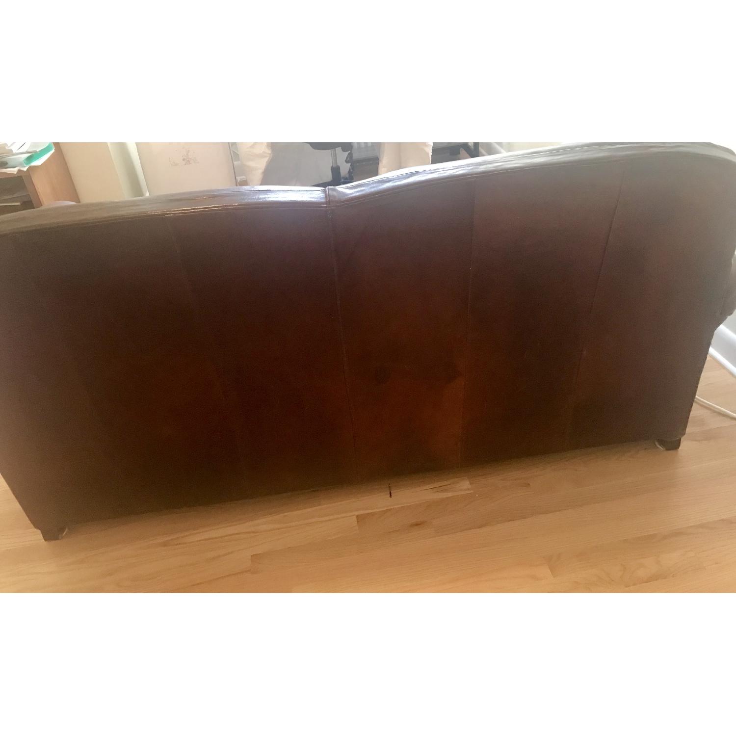 Crate & Barrel Brown Leather Sleeper Sofa - image-4