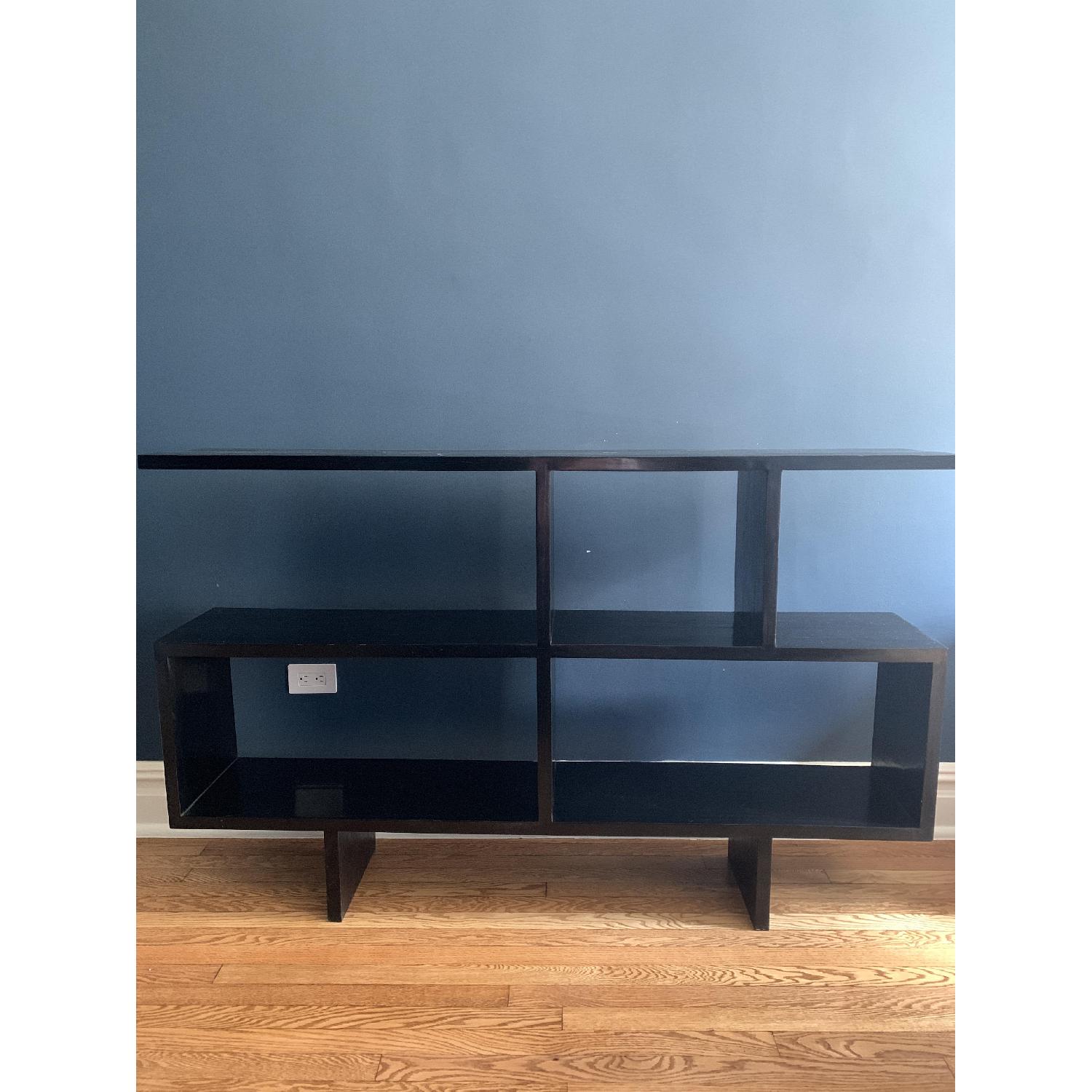 Vintage Ebony Black Bookcase/Media Console AptDeco