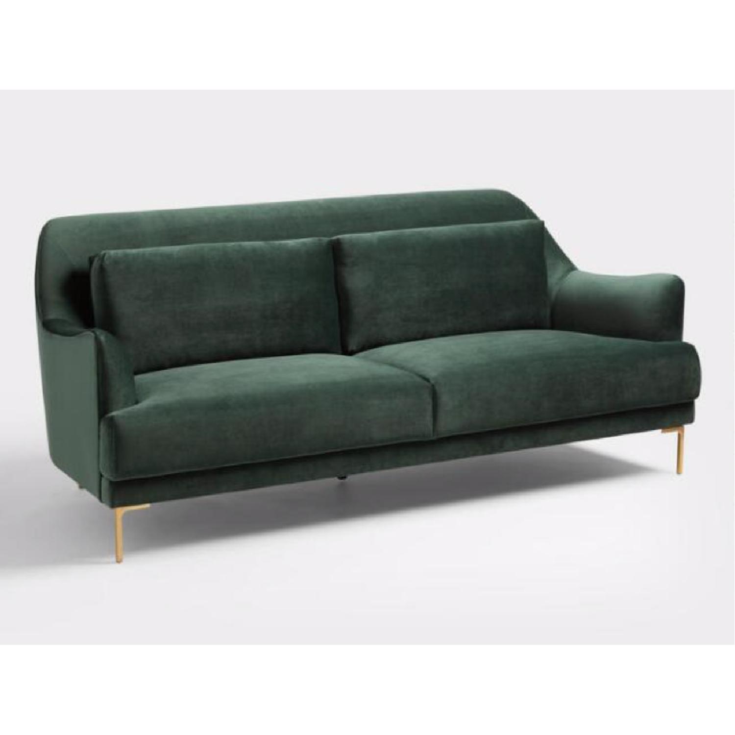 World Market Green Velvet Sofa - image-1