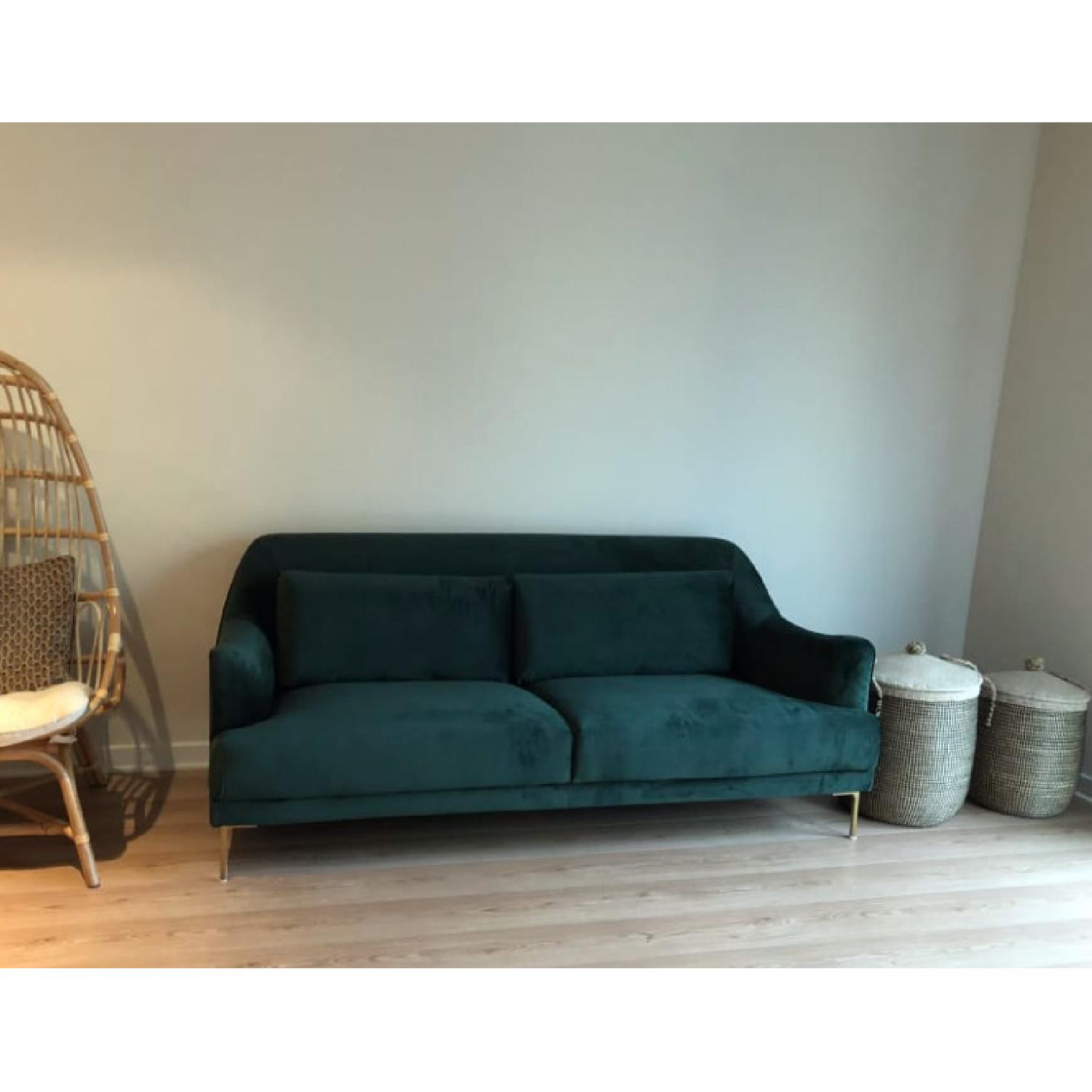 World Market Green Velvet Sofa - image-3